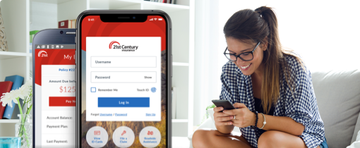 Mobile phone image showing 21stCentury login page